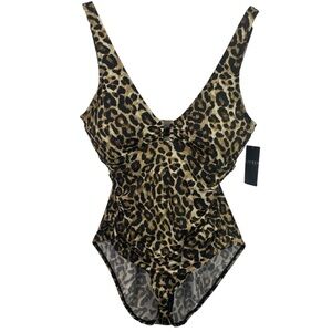 Lauren Ralph Lauren | Leopard Print Gold Buckle One Piece Swimsuit New